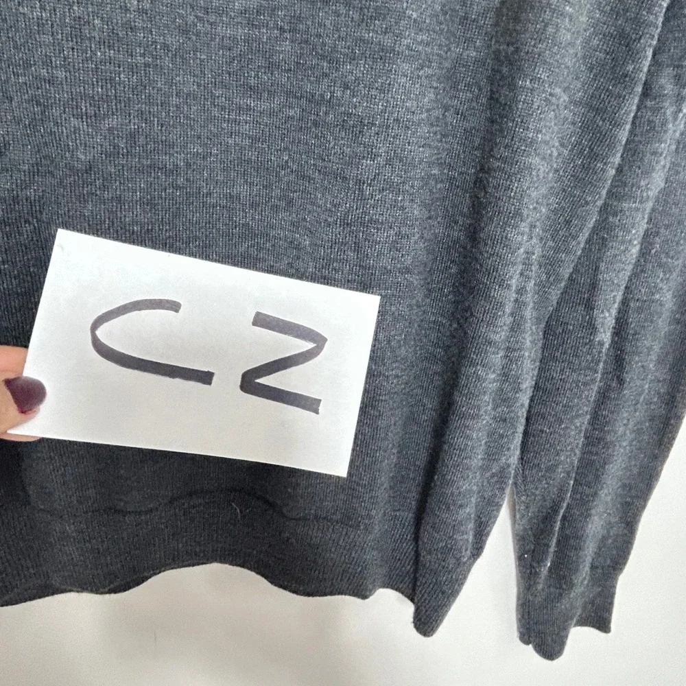 Bloomingdales 1/4 Zip Merino Wool Sweater XL Charcoal Gray Pullover Mock Neck - Picture 11 of 11